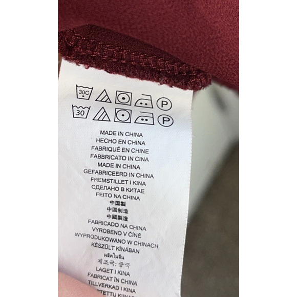 Michael Kors Top Womens Plus 2X Maroon Mixed Media V Neck Long Sleeve Career - Picture 5 of 7